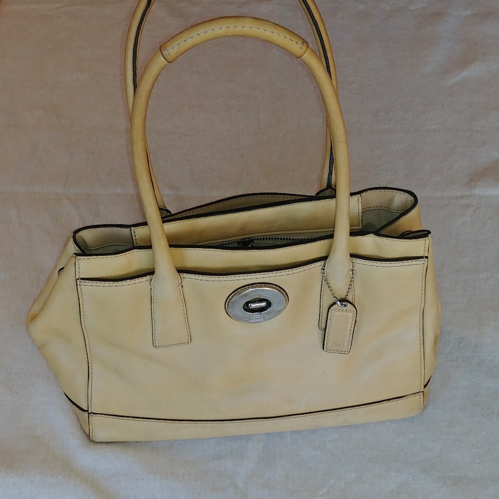 Yellow Leather Coach Handbag - Moving sale!